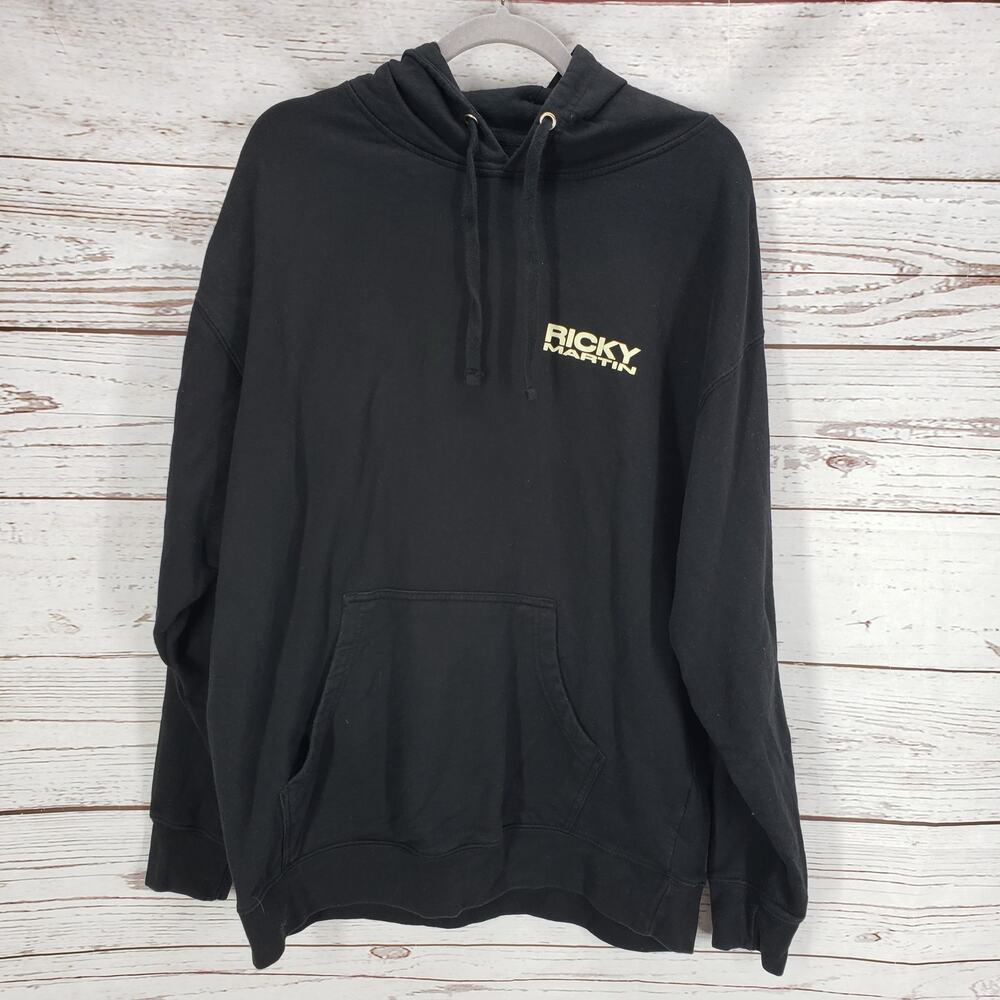 Ricky Martin Men's Black Hoodie Jacket with Pockets Size XL